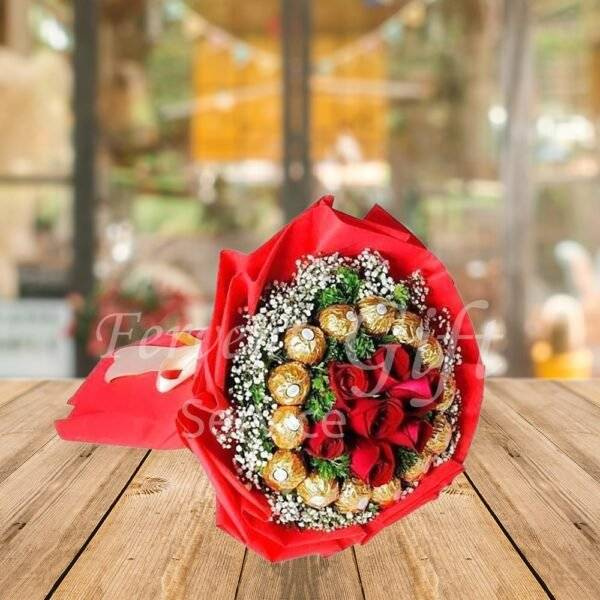 Ferrero Rocher Chocolate and flowers bouquet
