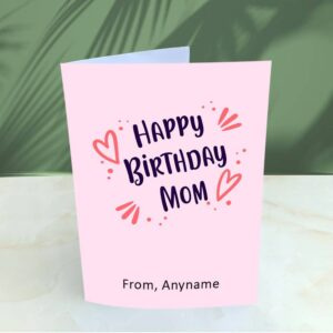 Send Happy Birthday Mom Red Hearts Pink Card to Pakistan