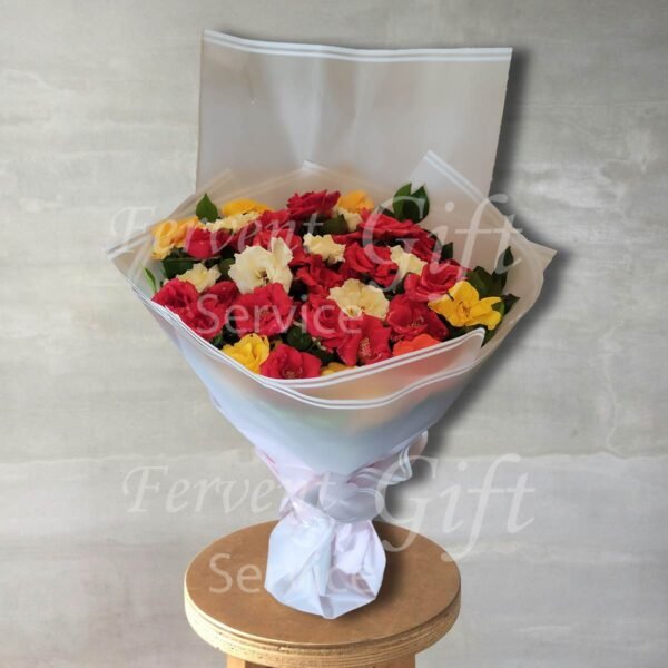 Send Mix Color Rose Flowers Bouquet to Pakistan online via Fervent Gift Service